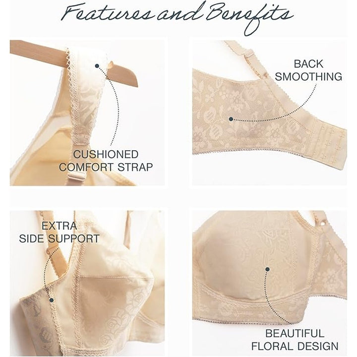 New Playtex Womens Size 38DDD Floral 18 Hour Smoothing Unlined Wireless Bra