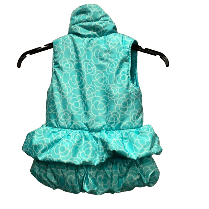 Kids Headquarters Girls Size 6 Green Ruffles Bows Polka Dot Full Zip Puffer Vest