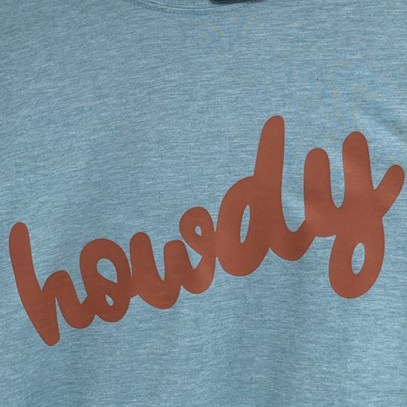 New Hand Printed Womens XXL Heathered Howdy Short Sleeve Crew Neck Tee Shirt