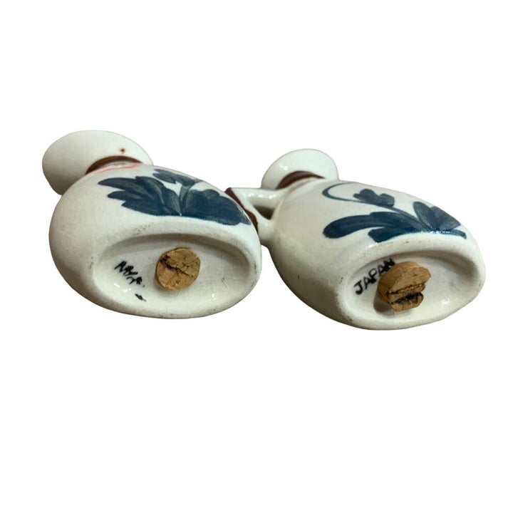 Vintage Japan Dainty Handpainted Ceramic Floral Pitcher Salt Pepper Shaker Set