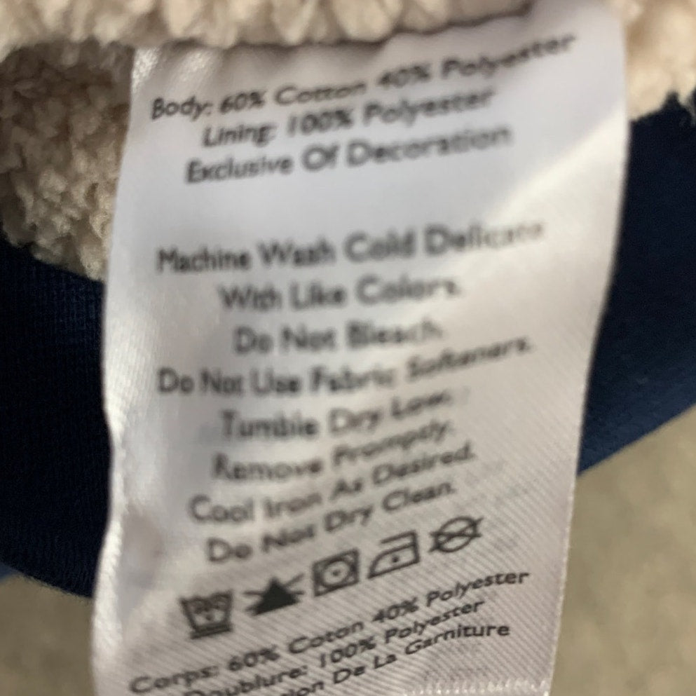 New Eddie Bauer Mens Navy Blue 3/4 Zip Camp Fleece Faux Shearling Jacket Coat