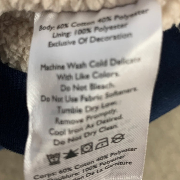 New Eddie Bauer Mens Navy Blue 3/4 Zip Camp Fleece Faux Shearling Jacket Coat