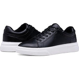 Vostey Mens Size 9 Black Faux Leather Lace Up Casual Fashion Sneakers Shoes