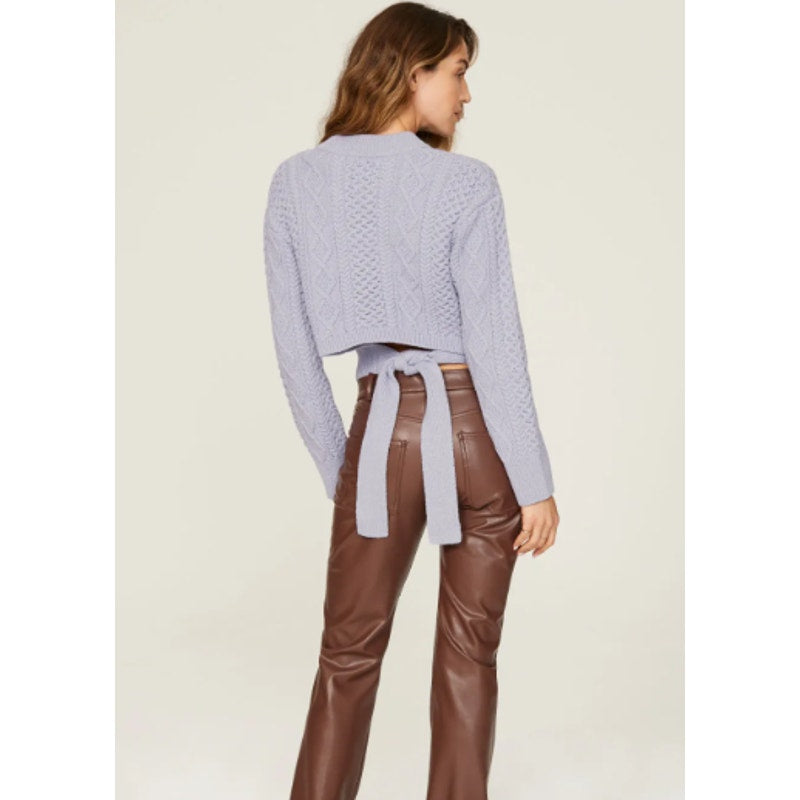 Rails Womes XL Amy Tie Back Long Sleeve Crew Neck Cropped Cable Knit Sweater
