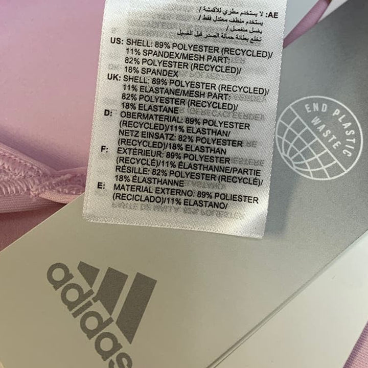 New Adidas Medium 40AC Pink Light Support Removeable Pads Training Sports Bra