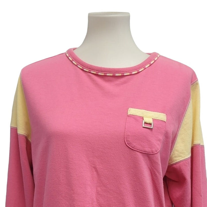 Erika Womens PXL Petite PolyCotton Color Blocked Long Sleeve Crew Neck Shirt