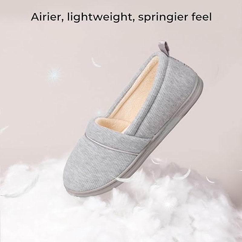 HomeTop Womens Size 8 Gray Comfy Loafer Lightweight Memory Foam House Slippers