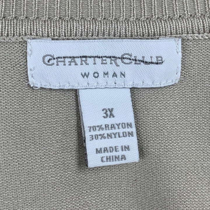 New Charter Club Womens 3X Neutral Tan Button Up Long Sleeve Cardigan Sweater