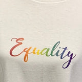 Hand Printed Unisex XL Equality Rainbow Pride Cotton Crew Neck Short Sleeve Tee