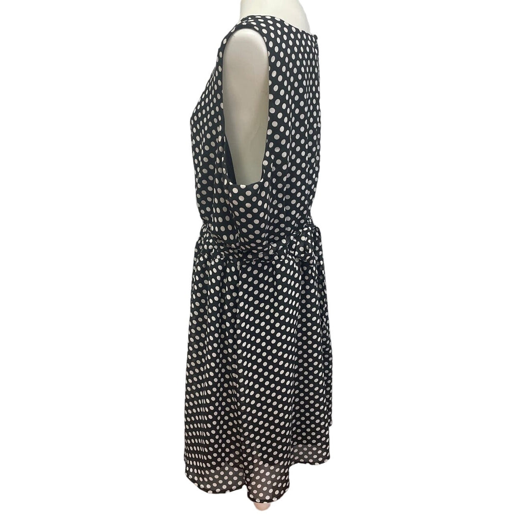 Paper Doll Womens 3X Gathered Waist Lined Polyester Polka Dot Sleeveless Dress