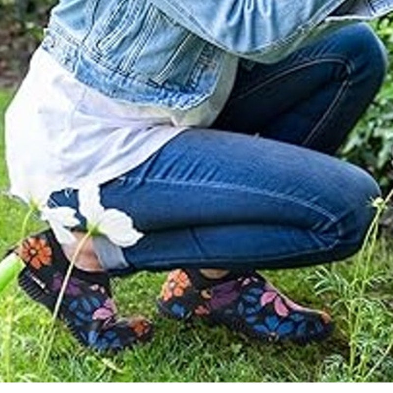 Hisea Womens Size 9.5 Black Blue Pink Floral Waterproof Neoprene Garden Shoes