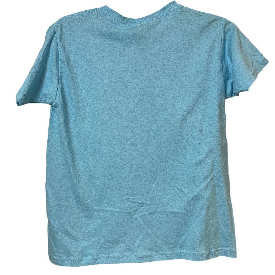 New Upcycled Hand Printed Youth Small Save Planet Earth Short Sleeve Tee Shirt