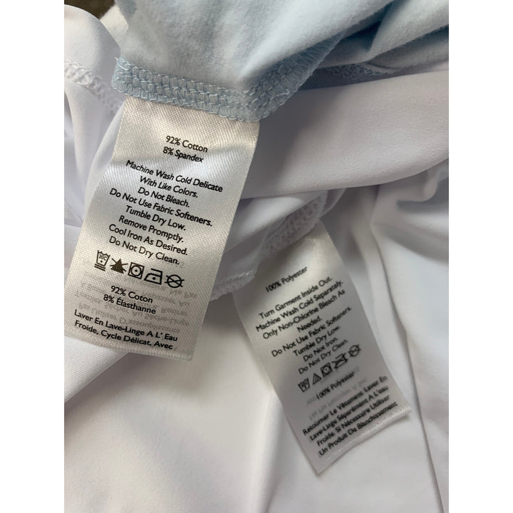 2 New Eddie Bauer Womens 2X Blue White Solarfoil Pullover Tempo Crew Tee Shirts