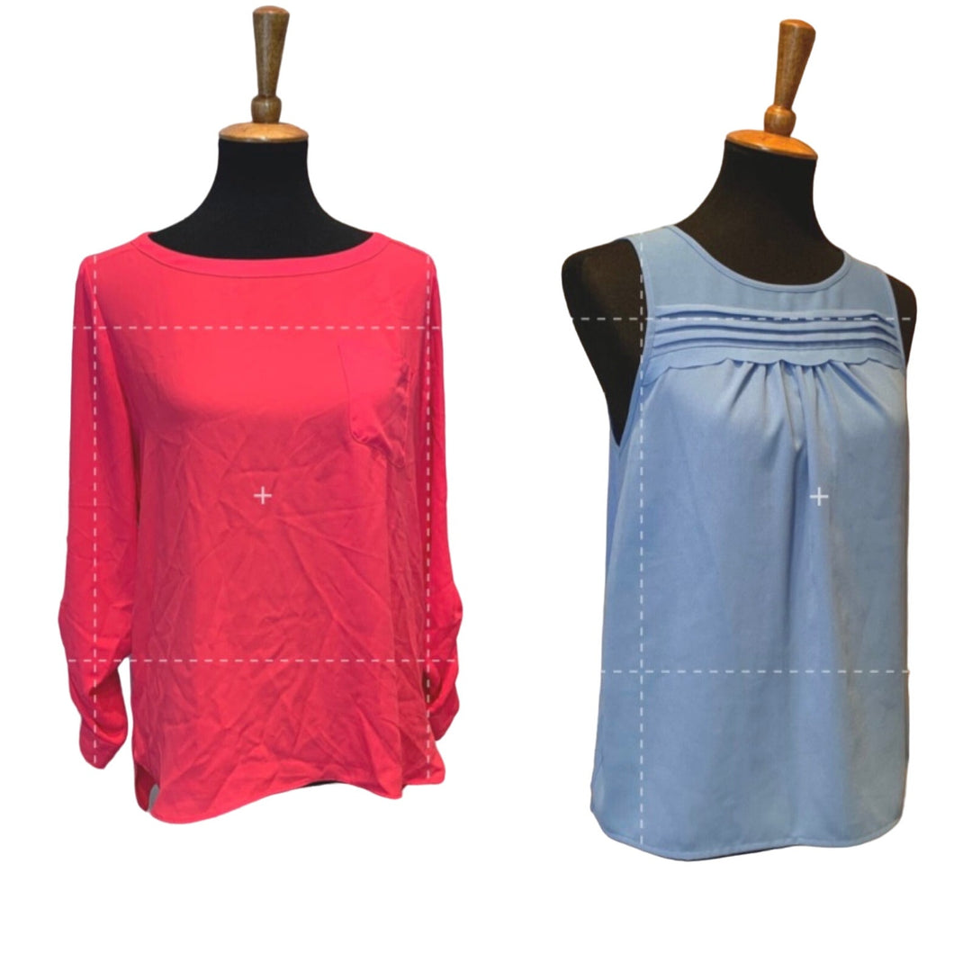 Lot of 2 LOFT Elle Small Pink Blue Flowy Summertime Sleeveless Tank Top Blouse