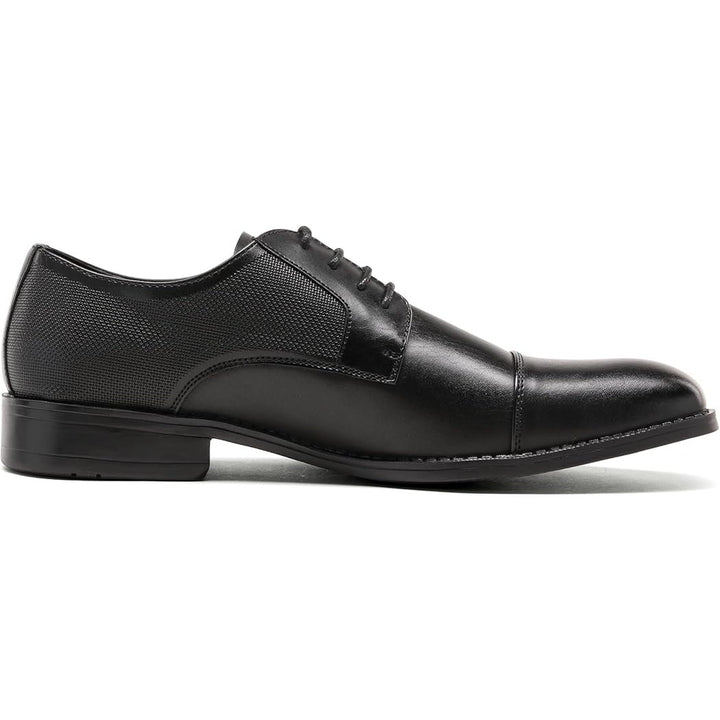 Bruno Marc Mens Size 7 Black Lace Up Faux Leather Small Heel Oxford Dress Shoes