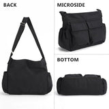 Vodiu Large Black Canvas Messenger Multi Pocket Adjustable Strap Crossbody Bag