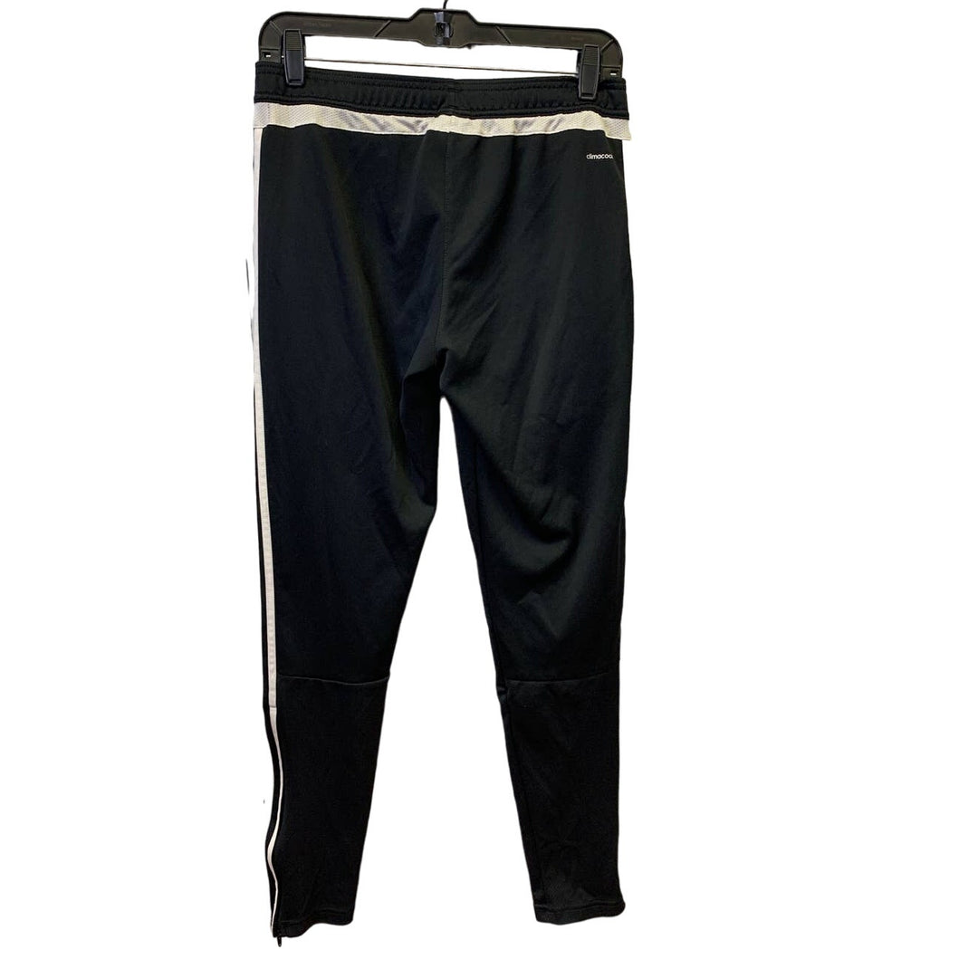 Adidas Womens Medium Black w White Stripe Athletic Fit Pants Ankle Zippers