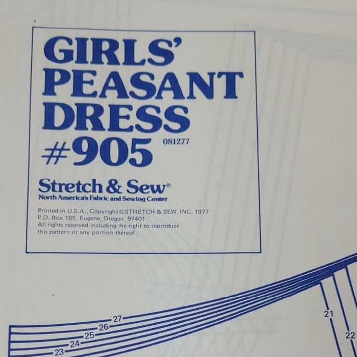 Vintage 1977 Stretch &amp; Sew 905 Girls Peasant Dress Uncut Sewing Pattern