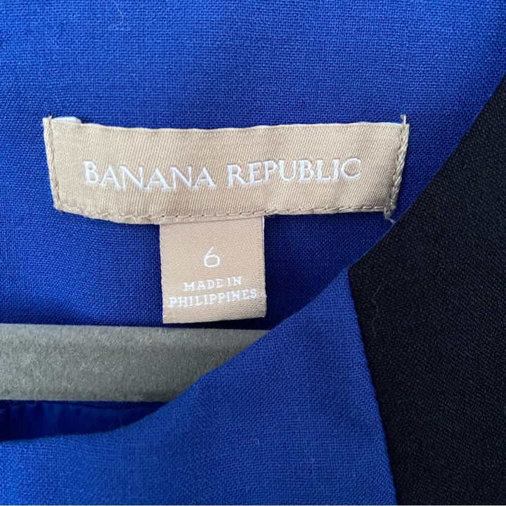 Banana Republic Womens Size 6 Blue Color Block Sleeveless Sheath Dress w Belt