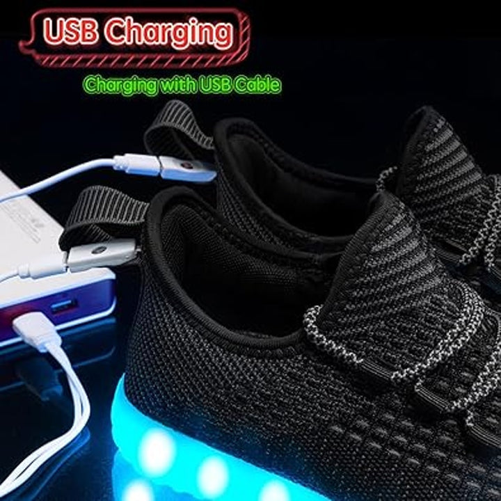 Mens Size 11 Black Mesh Rechargeable Light Up Halloween Lace Up Sneaker Shoes