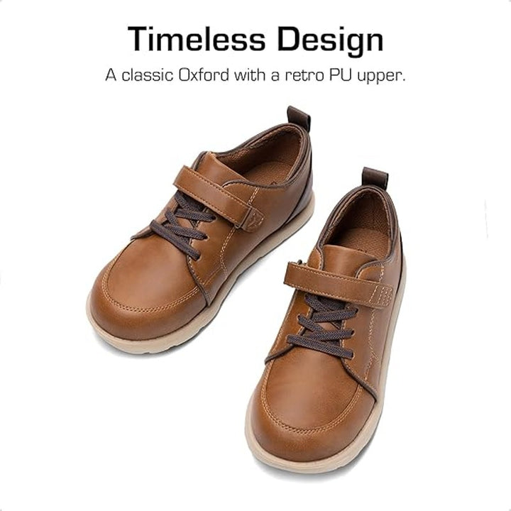 Dream Pairs Little Boys 13 Brown Sneaker Hook Loop Closure Round Toe Dress Shoes