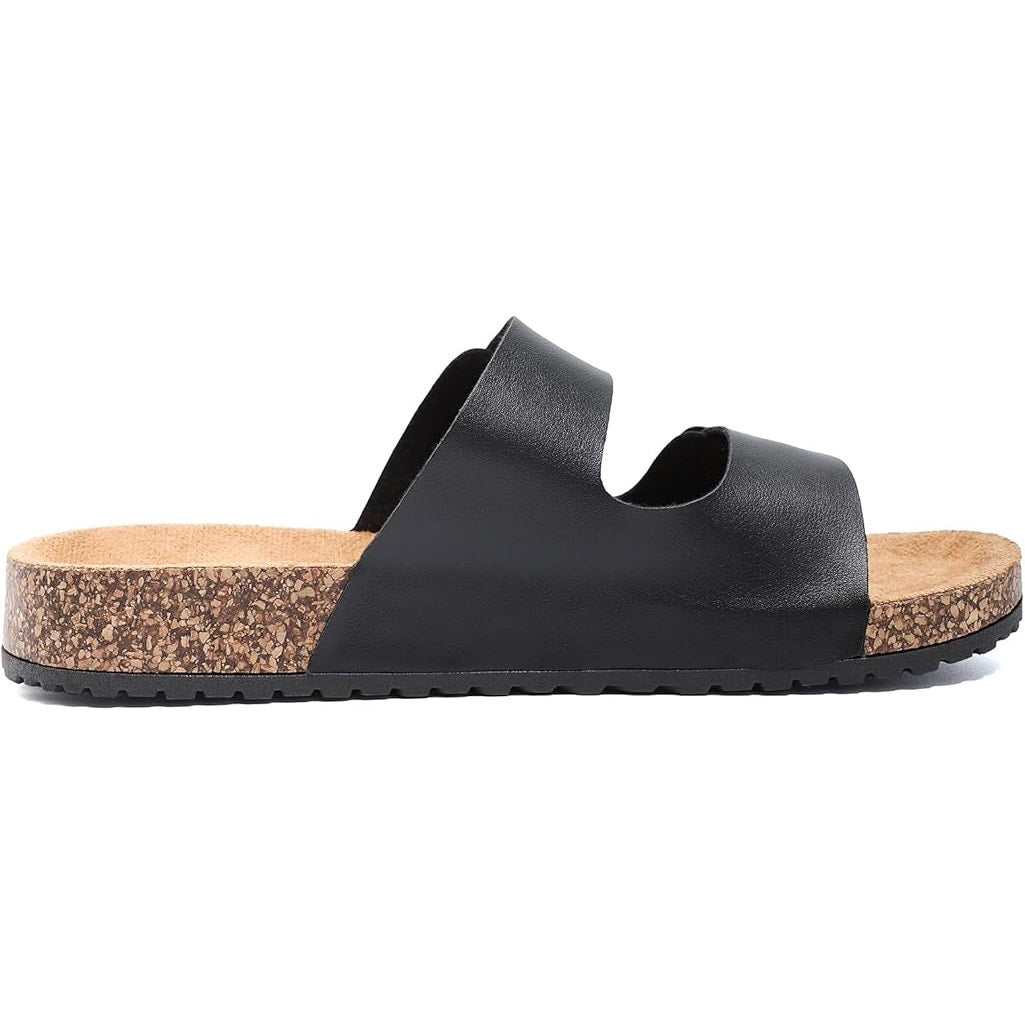Getoeu Womens Size 6 Black Buckle Strap Cork Flat Casual Comfort Sandals Shoes