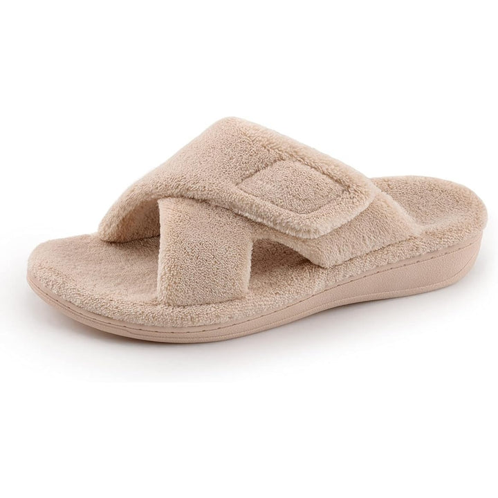 BCSTUDIO Womens Size 9 Tan Hook Loop Slide On Arch Support Slippers