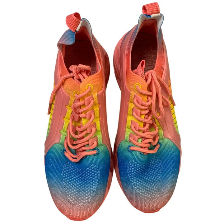 Womens Size 8 Rainbow Sneakers Lace Up Low Top Round Toe Athletic Shoes