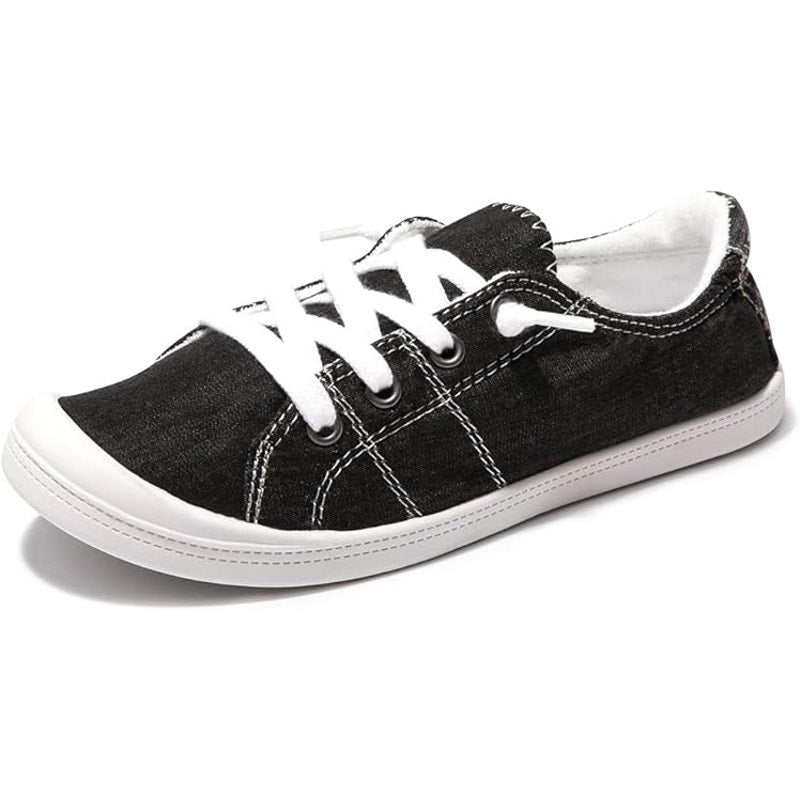 Beneker Womens Size 10 Black Canvas Lace Up Slip On Low Top Casual Sneaker Shoes