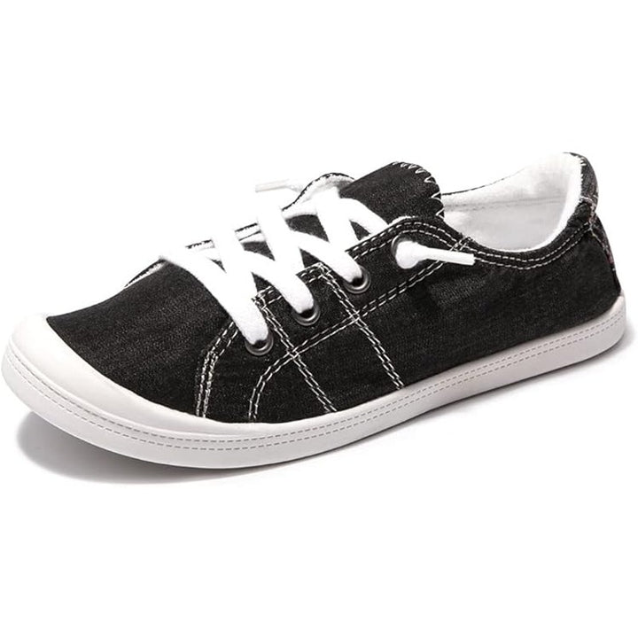 Beneker Womens Size 10 Black Canvas Lace Up Slip On Low Top Casual Sneaker Shoes
