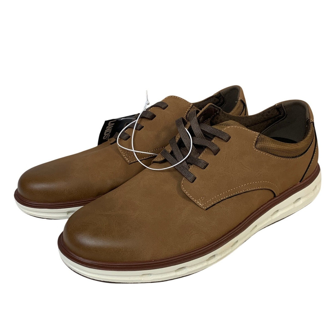 New Lands End Mens Size 10 Dark Tan Sport Oxford Lace Up Sneakers Shoes