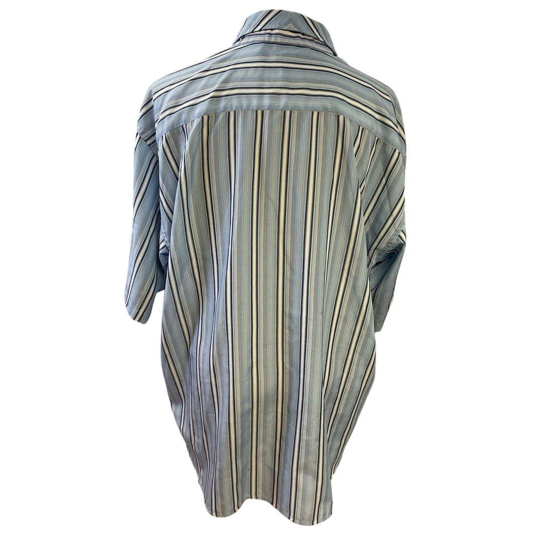 Attitude Soho Mens 3XL 100% Cotton Short Sleeve Striped Button Up Casual Shirt