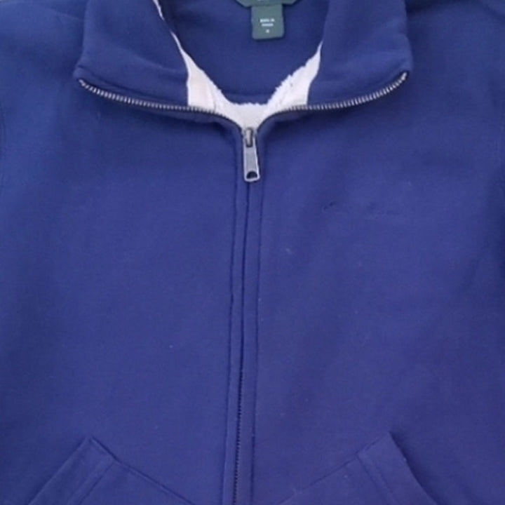 Eddie Bauer Mens Medium Navy Blue Heavy Zip Fleece Sherpa Lined Zip Up Jacket