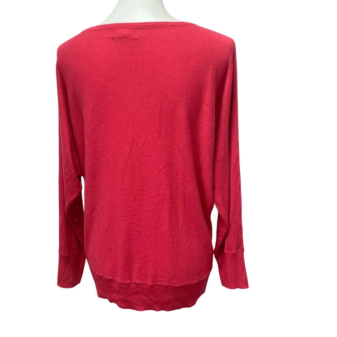 New York &amp; Company Womens XL Long Sleeve Scoop Neck Gold Studded Sweater