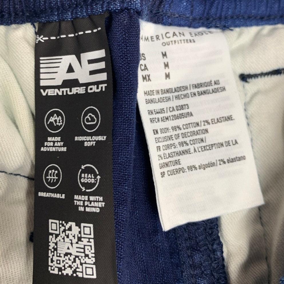 NWT New American Eagle Mens Medium Color Block Built in Belt Textured Shorts