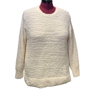 New Style & Co 2X White Popcorn Boucle Long Sleeve Fuzzy Crew Neck Sweater