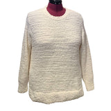 New Style & Co 2X White Popcorn Boucle Long Sleeve Fuzzy Crew Neck Sweater