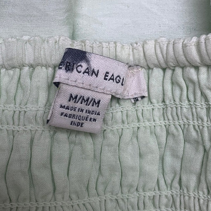 New American Eagle Womens Medium Pale Green Sleeveless Adjustable Smocked Top