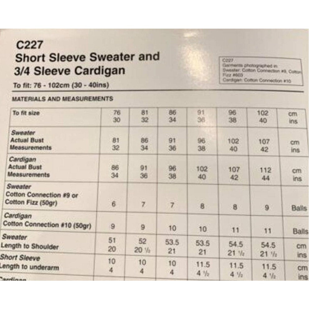 New Hand Knit Yarns by Naturally C227 Sweater Cardigan Knitting Pattern