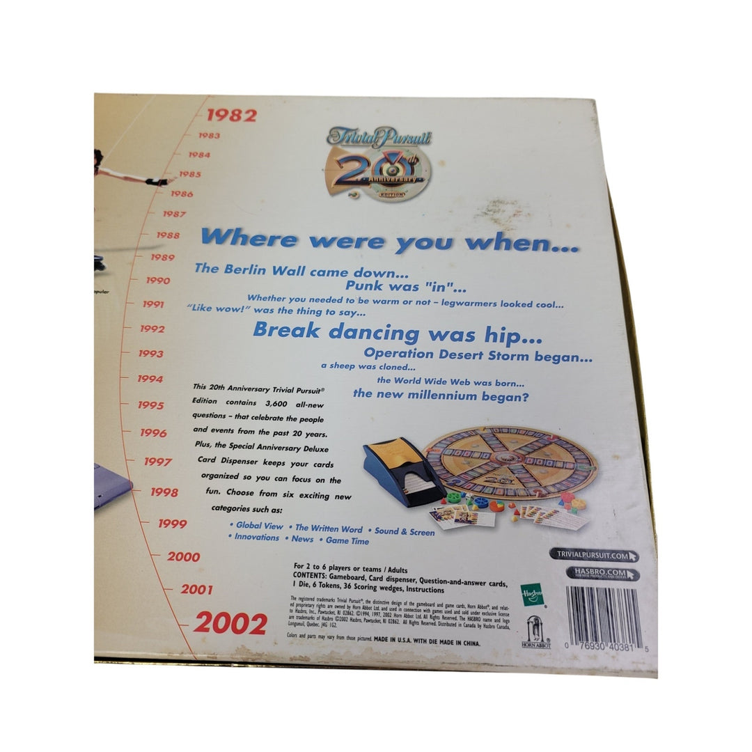 Vintage 2002 Trivial Pursuit Special 20th Anniversary Edition Board Game - Parts