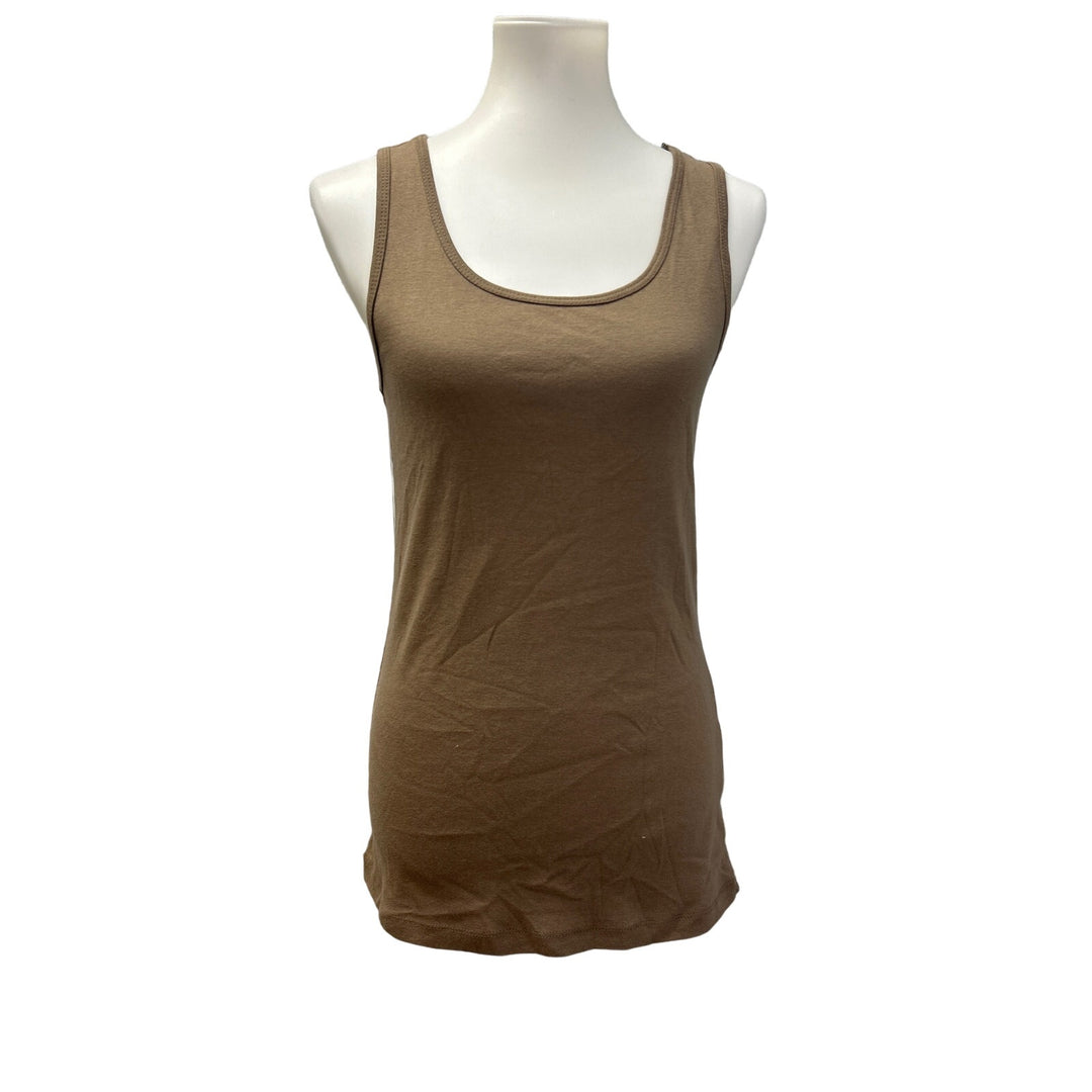 Attention Time &amp; Tru Womens Medium Large Sleeveless Brown Floral Tank Tops