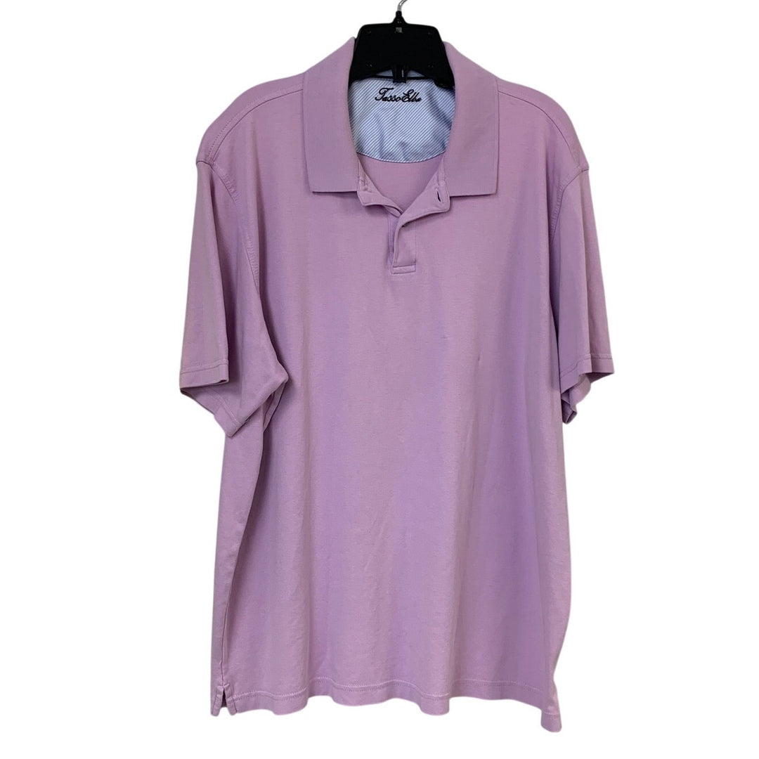 Lot of 2 Tasso Elba Mens XL 100% Cotton Yellow Purple Short Sleeve Polo Shirts