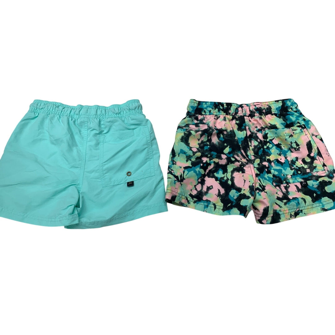 2 New Art Class Boys Medium Green Pink Black Drawstring Waist UPF 50 Swim Trunks