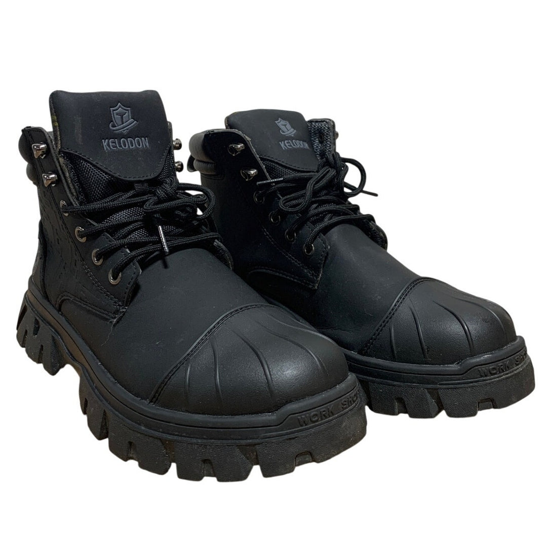 Kelodon Mens Size 9.5 Black Waterproof Steel Toe Memory Foam Non Slip Work Boots