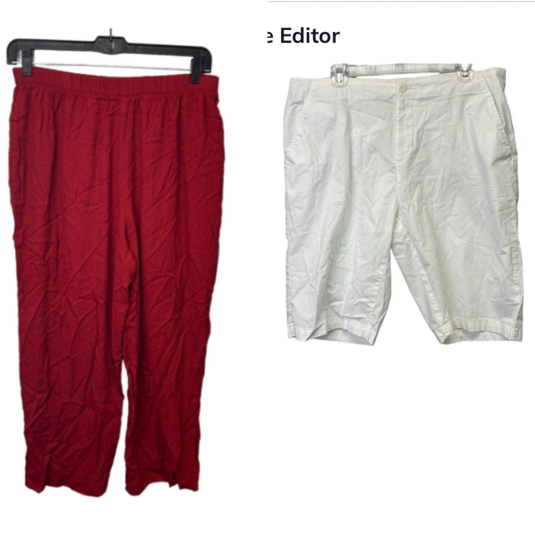 Carribbean Joe Womens Size 16 Long Rayon Blend Red Pants Cotton Blend Shorts