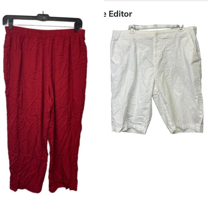 Carribbean Joe Womens Size 16 Long Rayon Blend Red Pants Cotton Blend Shorts