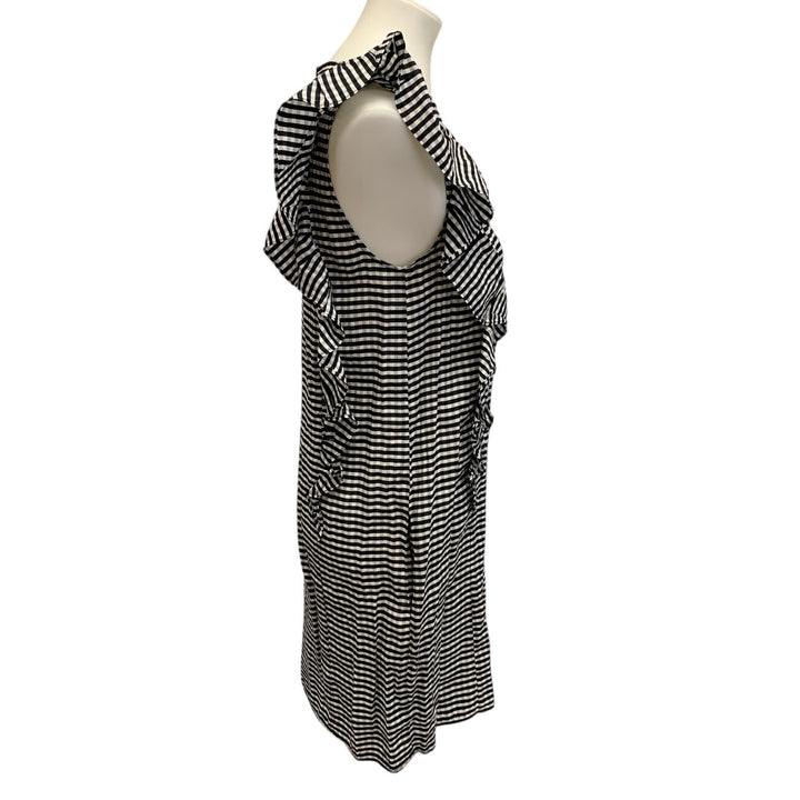 H &amp; M Womens Size 6 Lightweight Gingham Ruffled Shoulder Sleeveless Sheath Dress