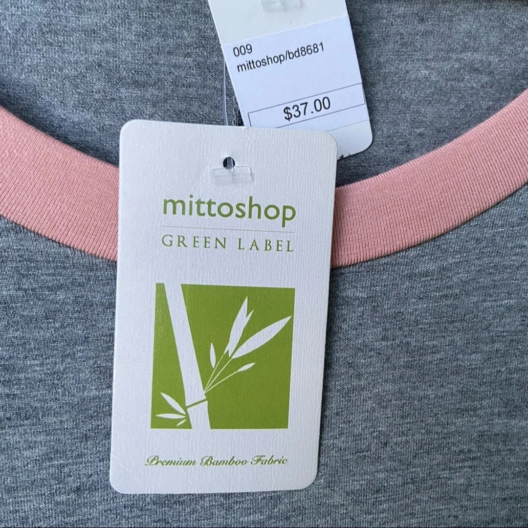 NWT New Mittoshop Womens Large Raglan Long Sleeve Crew Neck TShirt Dress
