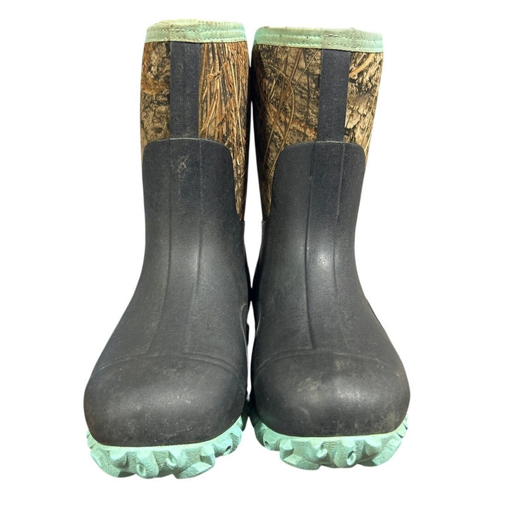 Trudave Womens Size 9 Green Camo Rubber Boots Mid Calf Round Toe Shoes