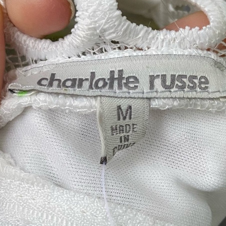 New Charlotte Russe Womens Medium White Floral Lace Embroidered Bodycon Dress